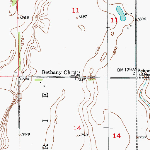 Topographic Map of Bethany Cemetery, SD