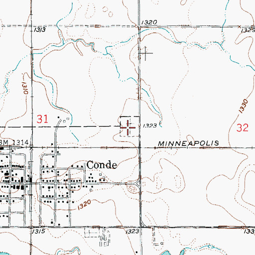 Topographic Map of Conde Cemetery, SD