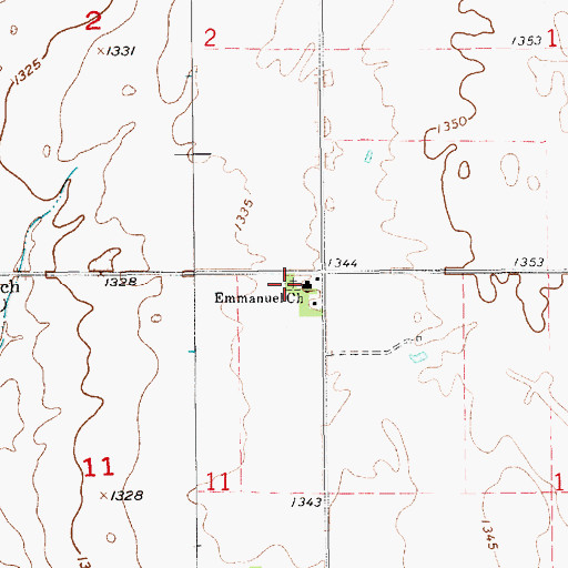 Topographic Map of Emmanuel Mennonite Cemetery, SD