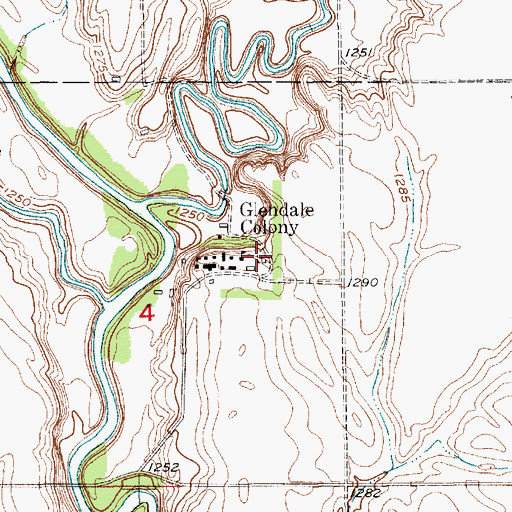 Topographic Map of Glendale Colony Cemetery, SD