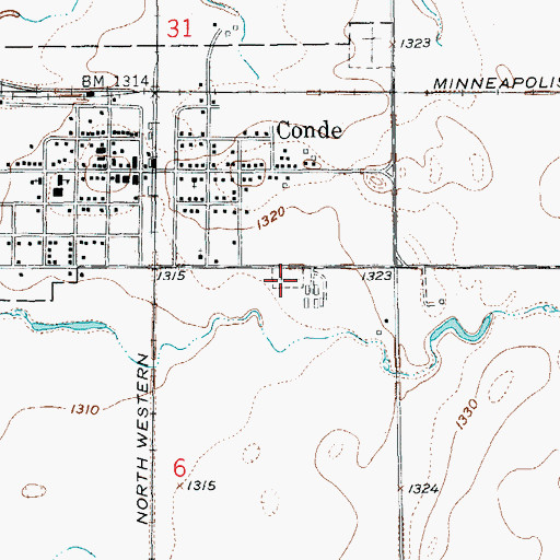 Topographic Map of Saint John's Cemetery, SD