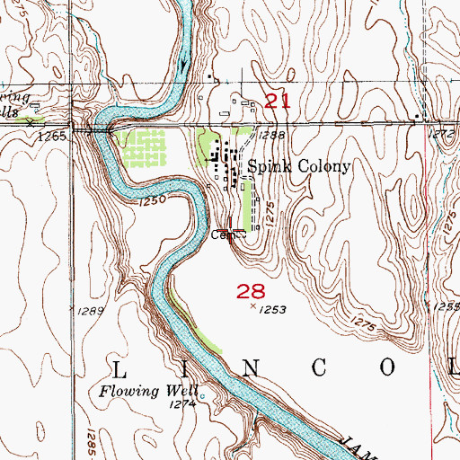 Topographic Map of Spink Colony Cemetery, SD