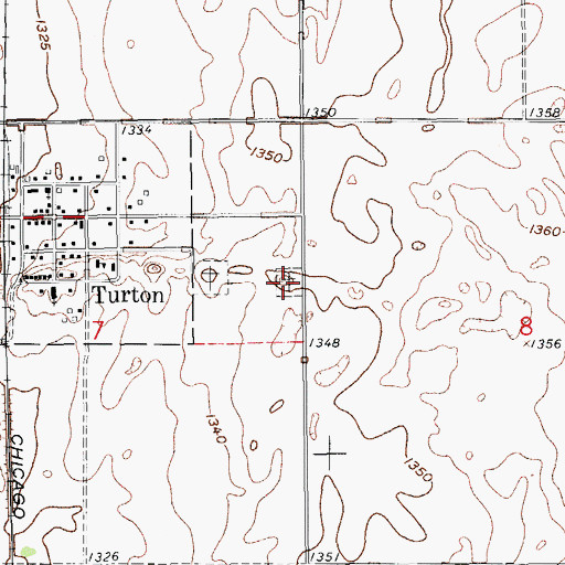 Topographic Map of Sunnyside Cemetery, SD