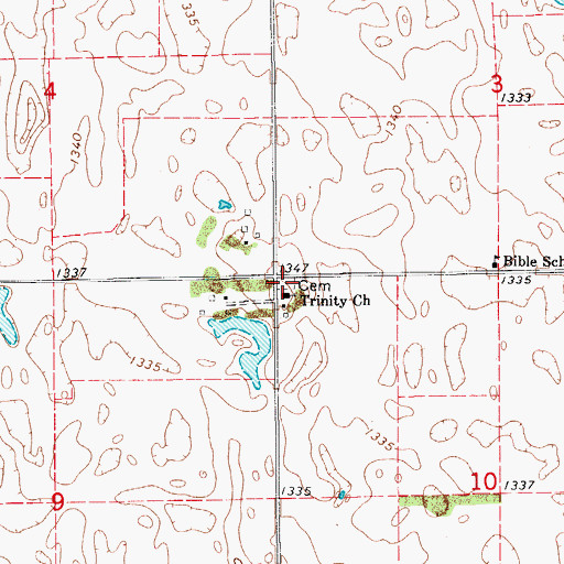 Topographic Map of Trinity Lutheran Cemetery, SD