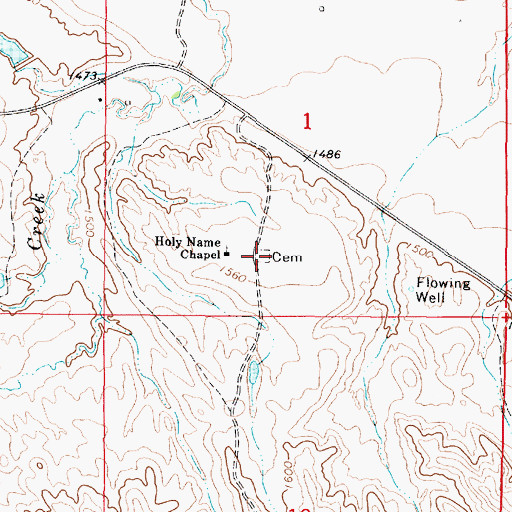 Topographic Map of Holy Name Chapel Cemetery, SD