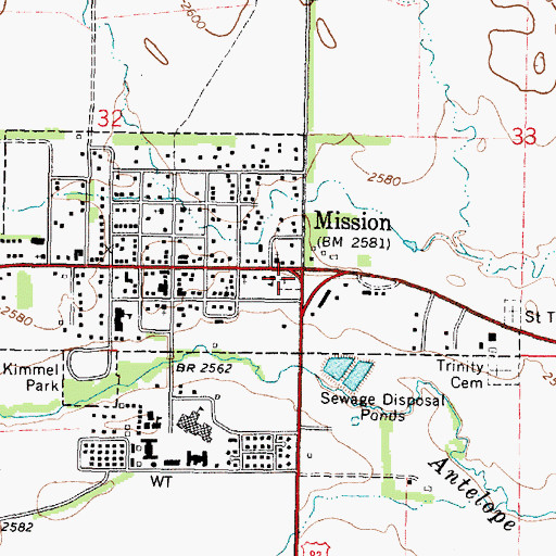 Topographic Map of Zions Lutheran Cemetery, SD
