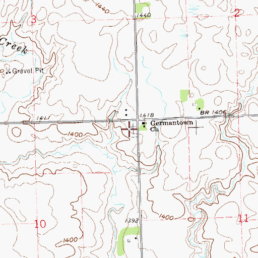 Topographic Map of Germantown Presbyterian Church Cemetery, SD
