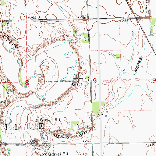 Topographic Map of Grace Lutheran Cemetery, SD