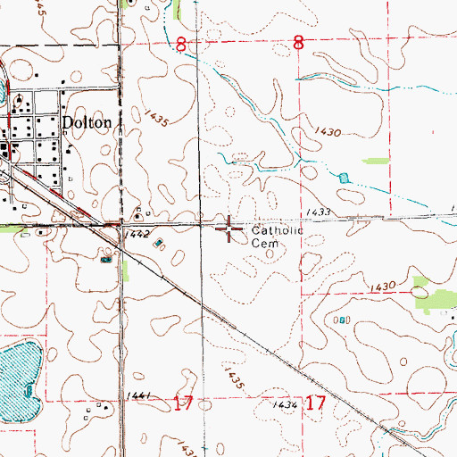 Topographic Map of Our Lady of Lourdes Catholic Cemetery, SD