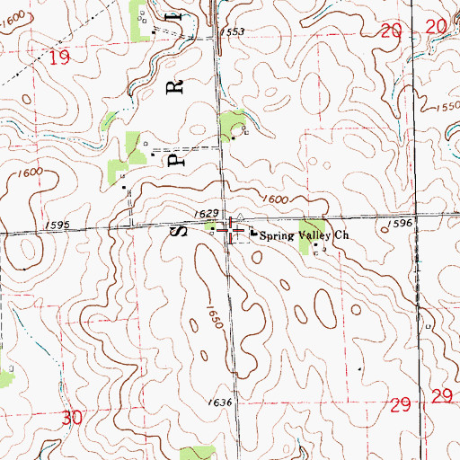 Topographic Map of Spring Valley Lutheran Cemetery, SD