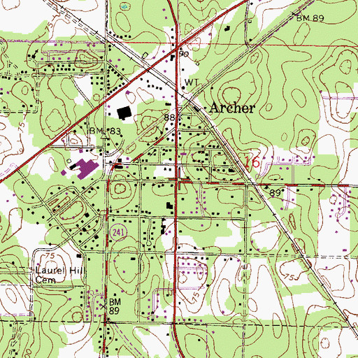 Topographic Map of Archer, FL