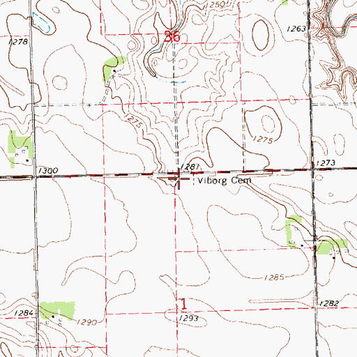 Topographic Map of Baptist Cemetery, SD