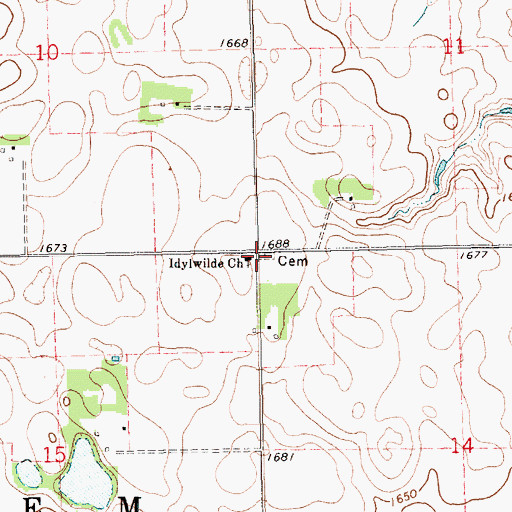 Topographic Map of Saint Boniface Cemetery, SD