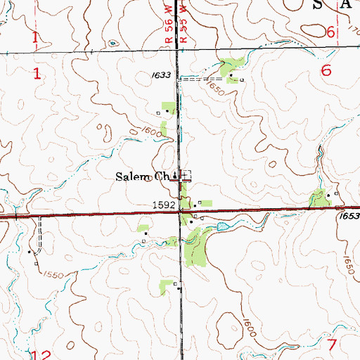 Topographic Map of Salem Community Cemetery, SD