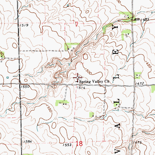 Topographic Map of Spring Valley Baptist Cemetery, SD