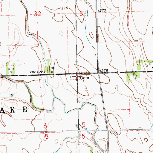Topographic Map of Swan Lake Catholic Cemetery, SD