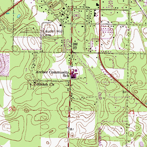Topographic Map of Archer Elementary School, FL