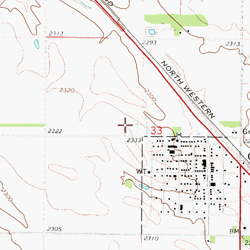 Topographic Map of Saint Isidore Catholic Cemetery, SD
