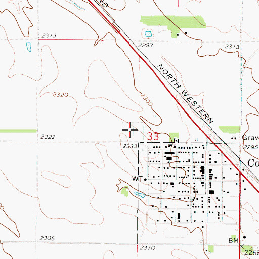 Topographic Map of Colome Cemetery, SD