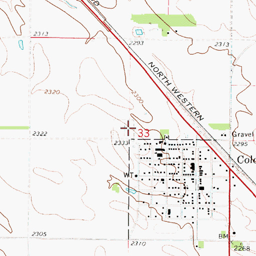 Topographic Map of Colome IOOF Cemetery, SD