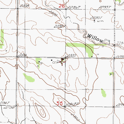 Topographic Map of Saint Boniface Catholic Cemetery, SD