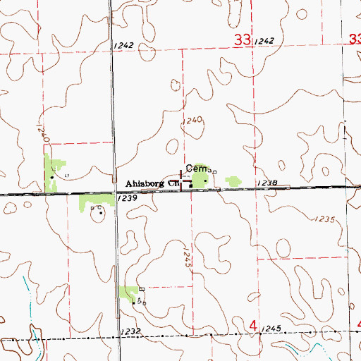 Topographic Map of Ahlsborg Lutheran Cemetery, SD