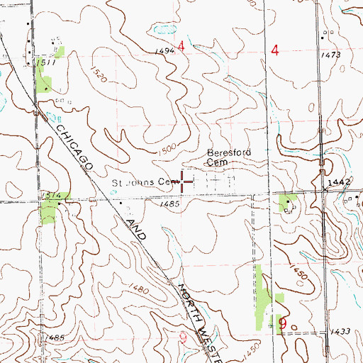 Topographic Map of Emmanuel Lutheran Cemetery, SD