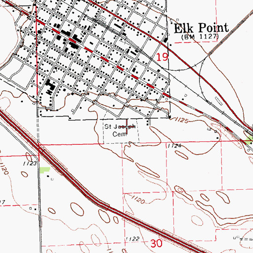 Topographic Map of Elk Point Cemetery, SD