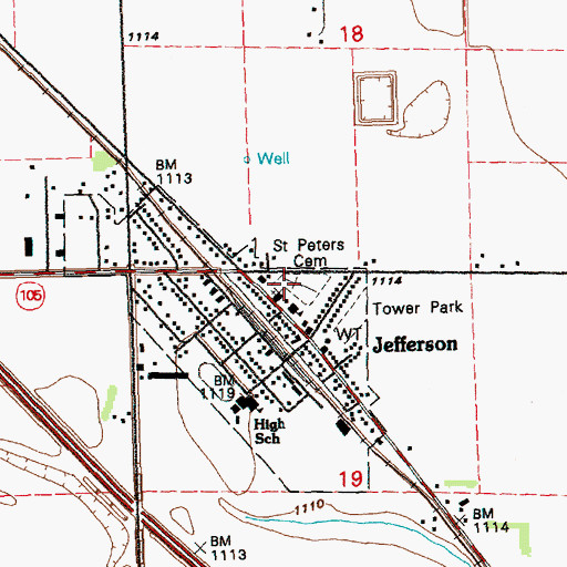 Topographic Map of Saint Peter's Cemetery, SD