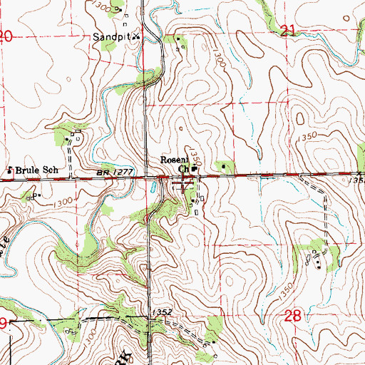 Topographic Map of Roseni Lutheran Church Cemetery, SD