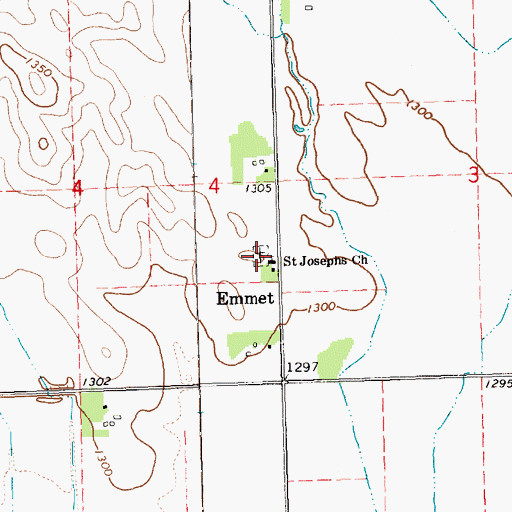 Topographic Map of Saint Joseph Catholic Cemetery, SD