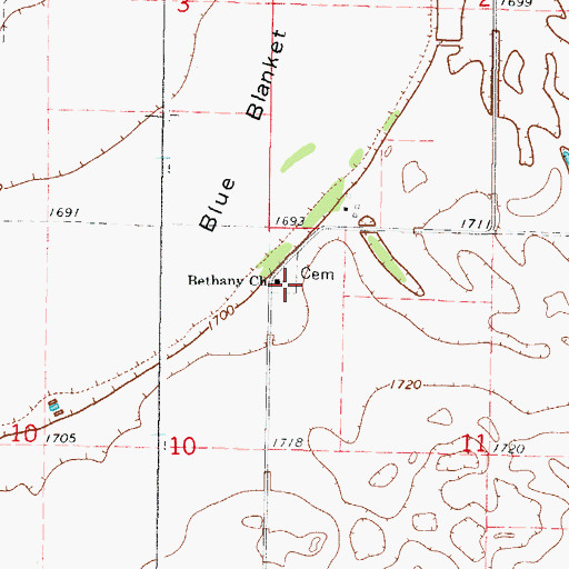 Topographic Map of Bethany Cemetery, SD