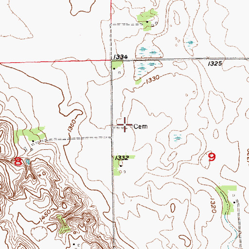 Topographic Map of Braunsreuther Family Cemetery, SD
