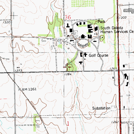 Topographic Map of State Hospital Cemetery, SD