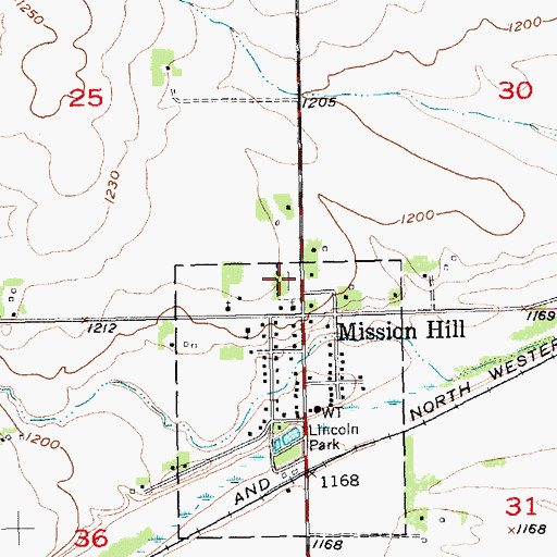 Topographic Map of Mission Hill Congregational Cemetery, SD
