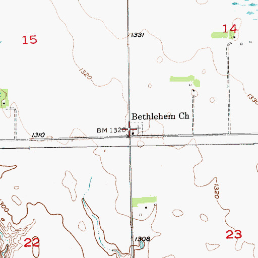 Topographic Map of Bethlehem Lutheran Church Cemetery, SD