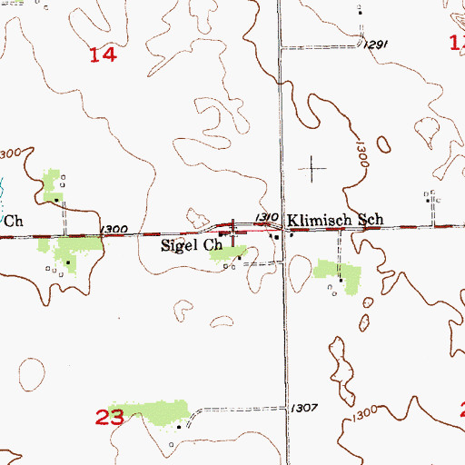 Topographic Map of Sigel Cemetery, SD