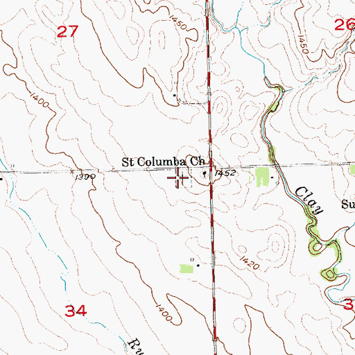 Topographic Map of Saint Columba Catholic Cemetery, SD