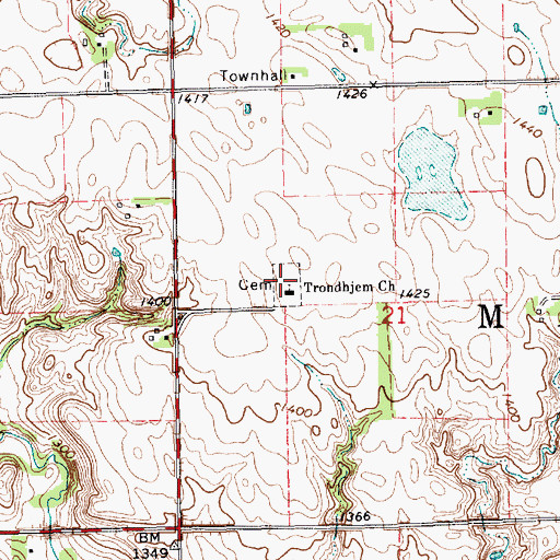 Topographic Map of Trondhjem Cemetery, SD