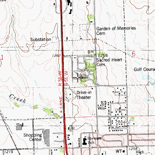 Topographic Map of Yankton City Cemetery, SD