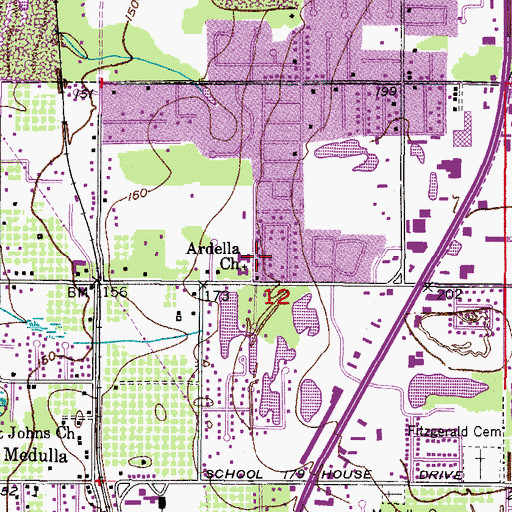 Topographic Map of Ardella Church, FL