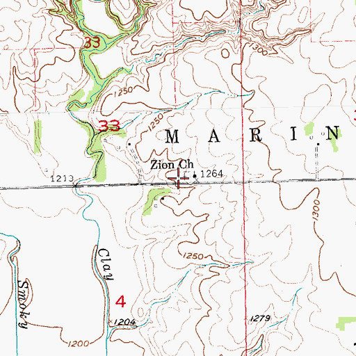 Topographic Map of Zion Lutheran Cemetery, SD