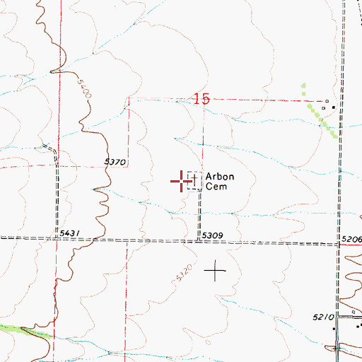 Topographic Map of Arbon Valley Cemetery, ID