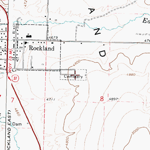 Topographic Map of Valley View Cemetery, ID