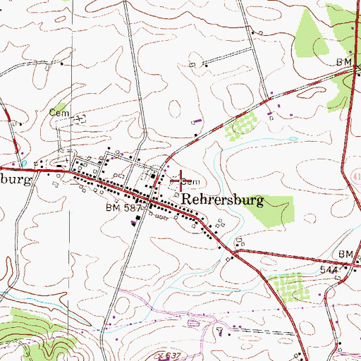 Topographic Map of Trinity United Church of Christ New Cemetery, PA