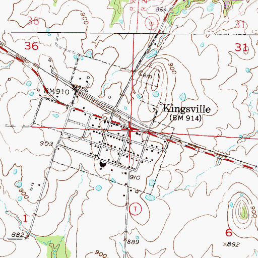 Topographic Map of Kingsville Post Office, MO