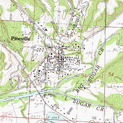 Topographic Map of Pineville Post Office, MO