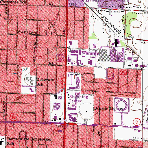 Topographic Map of Glenstone Post Office, MO