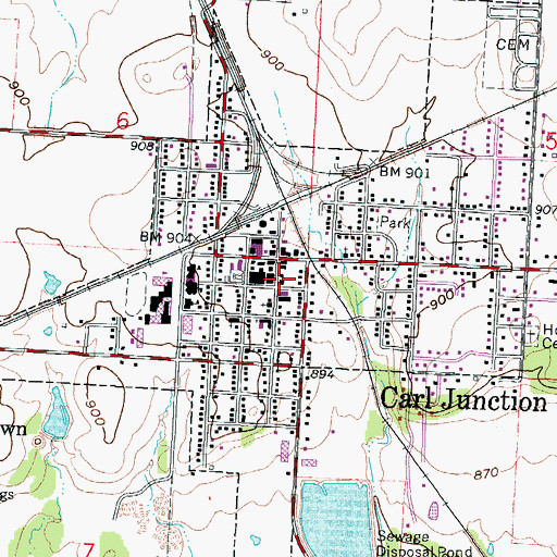 Topographic Map of Carl Junction Post Office, MO