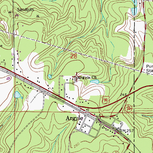 Topographic Map of Argyle Church, FL